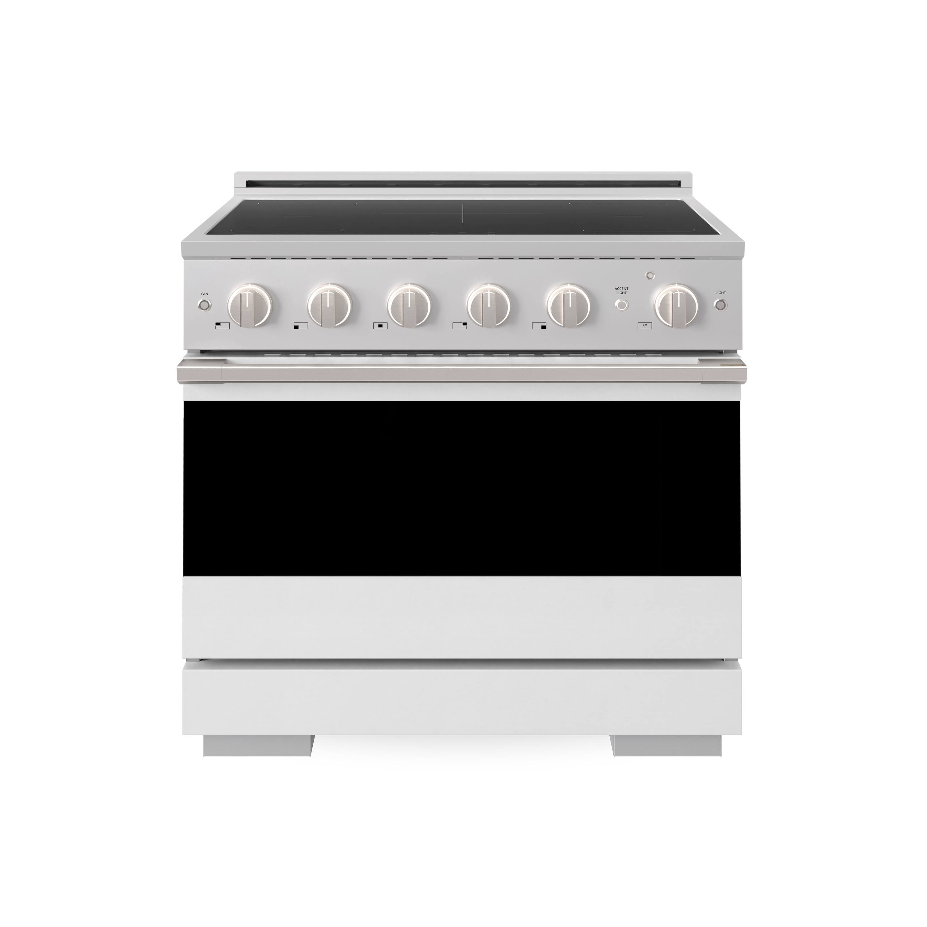 ZLINE - 36 in. 5.2 cu. ft. Marino Freestanding Induction Range with 5 Burners and Convection Oven with Door - White Matte