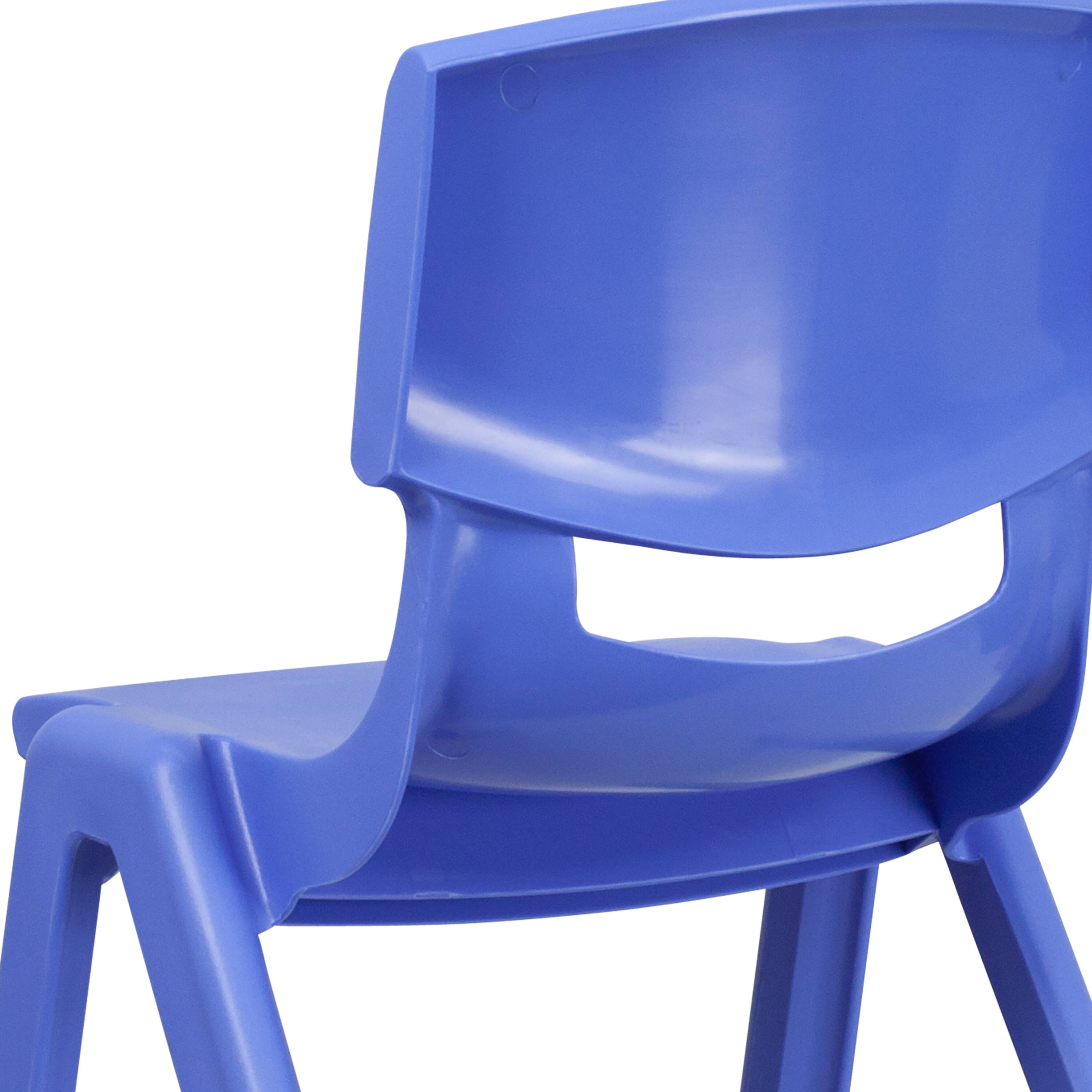 Alt View 10. Emma + Oliver - 4 Pack Plastic Stack School Chair with 15.5"H Seat, 3rd-7th School Chair - Blue.