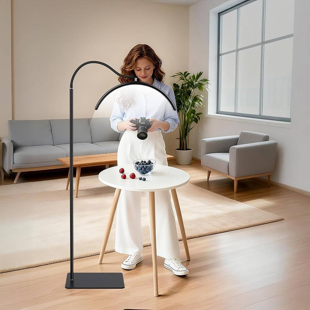 Alt View 1. MOSZAR LLC - Half Moon Lash Light for Eyelash Extensions - Dimmable LED, Cool/Warm Lighting (Black).