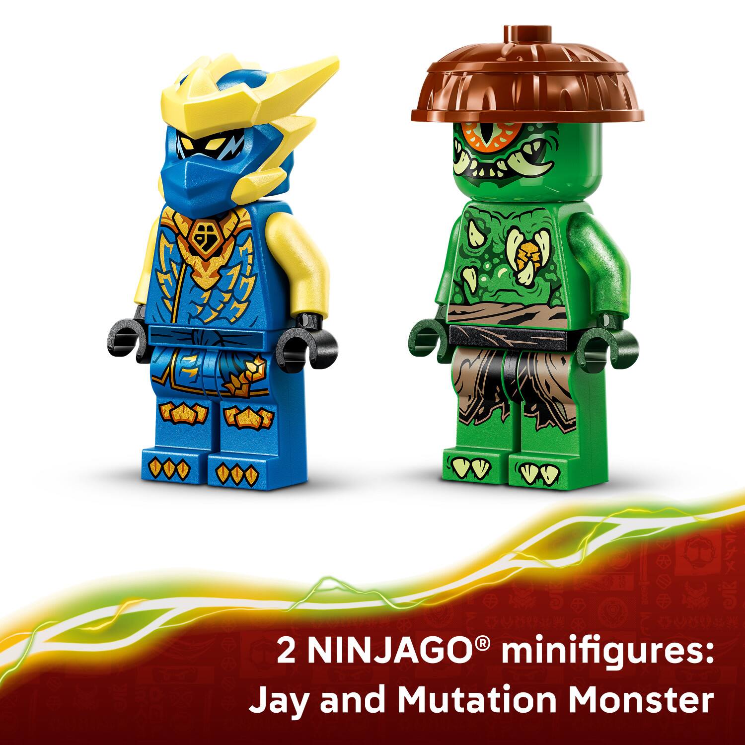 2 NINJAGO® minifigures: Jay and Mutation Monster