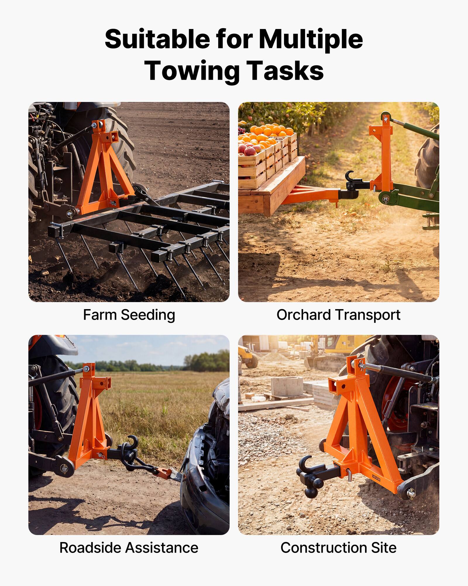 Suitable for Multiple Towing Tasks

- Farm Seeding
- Orchard Transport
- Roadside Assistance
- Construction Site