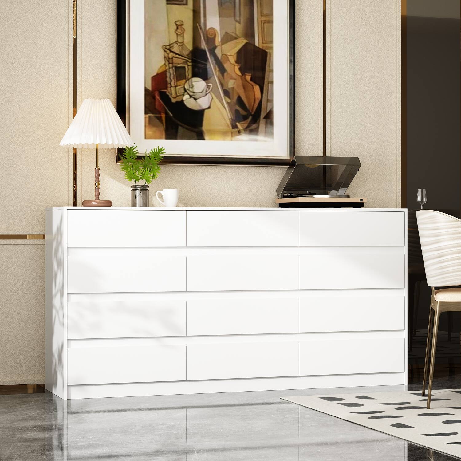 Alt View 2. Famapy - Famapy Horizontal Dresser: Minimalist Design with Smart Storage - White.