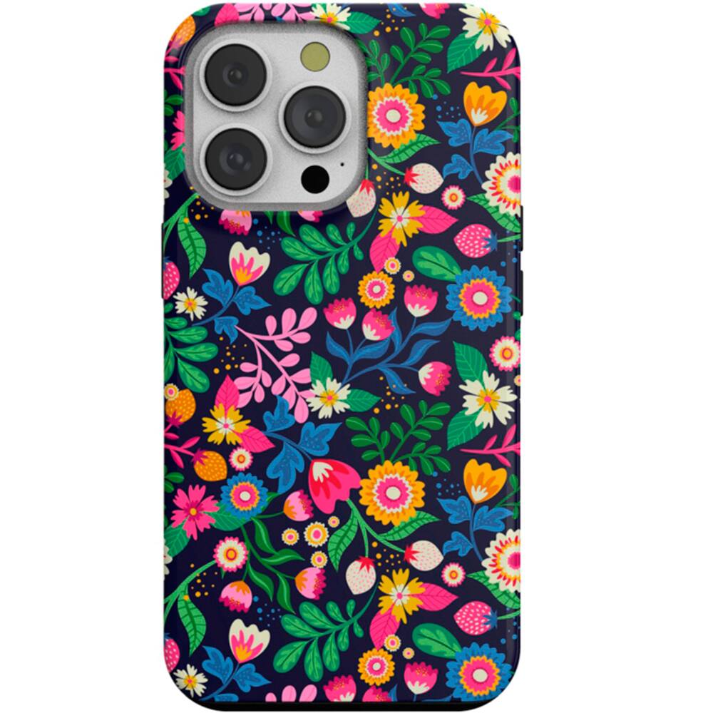 Front. ArtsCase - StrongFit Designers Case for Apple iPhone 14 Pro Max - Orange Bright Flowers Colors.
