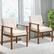 Back. Costway - 2 PCS Modern Accent Chair Upholstered Linen Fabric Armchair with Solid Wood Legs - Beige.