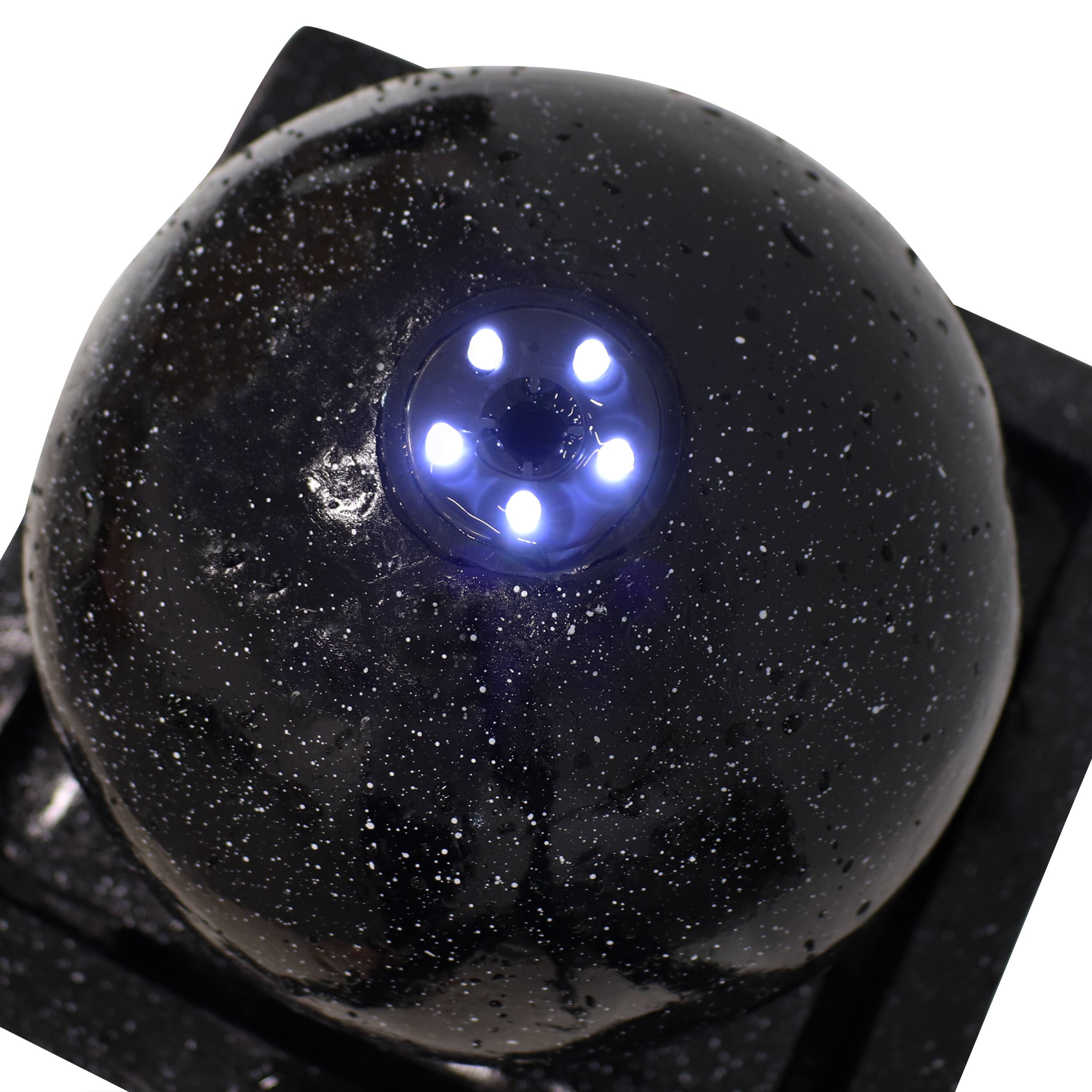 Alt View 5. Sunnydaze - Ball Solar Water Fountain with Battery/LED Lights - 30 in - Black.