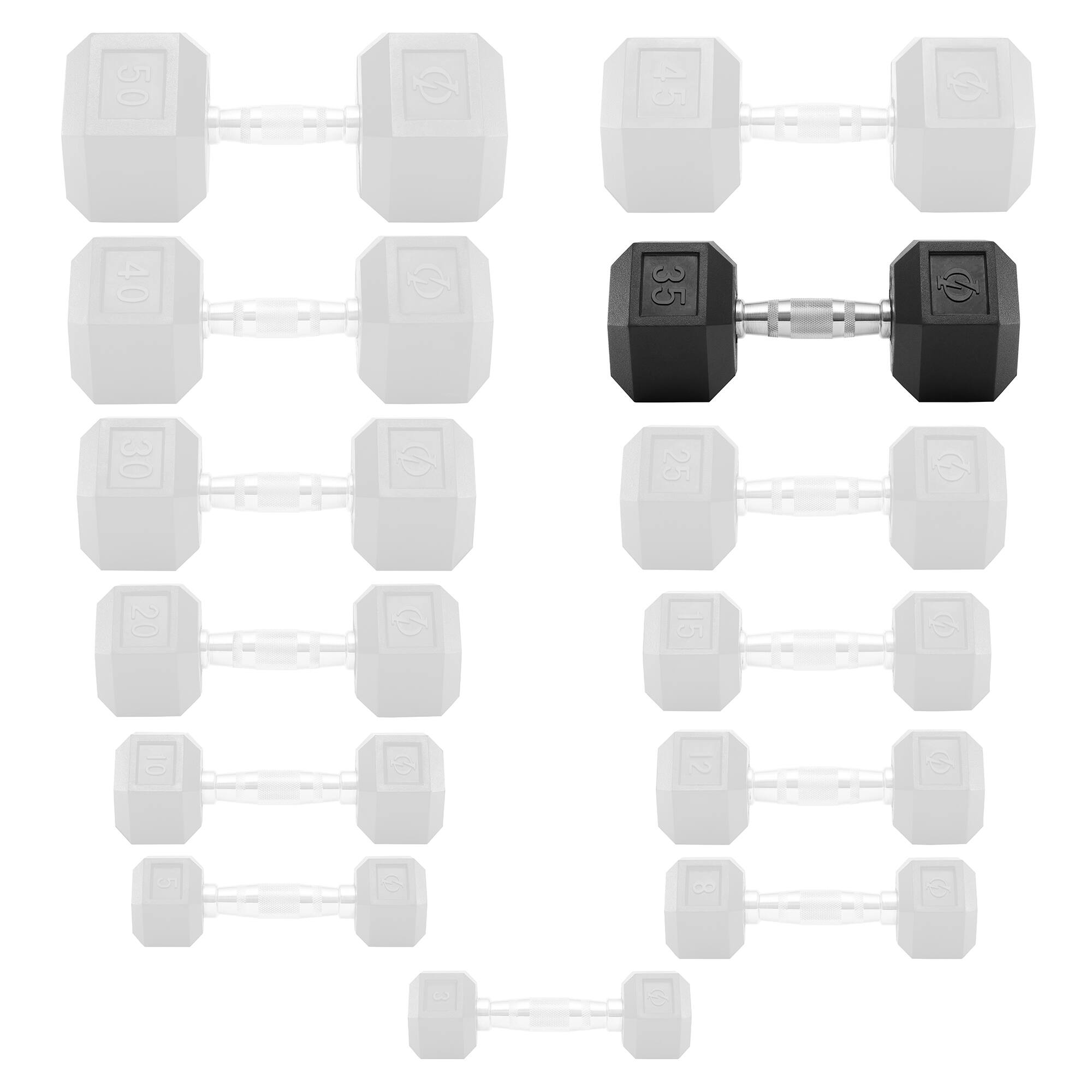 Alt View 3. Philosophy Gym - Pair of Rubber Coated Hex Dumbbell - Cast Iron Hand Weight Set - Black.