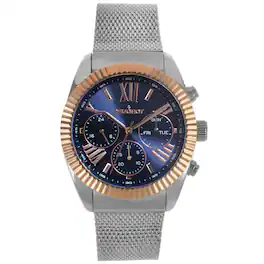 Peugeot - Men's 42mm Multi-Function Steel Mesh Watch - Blue
