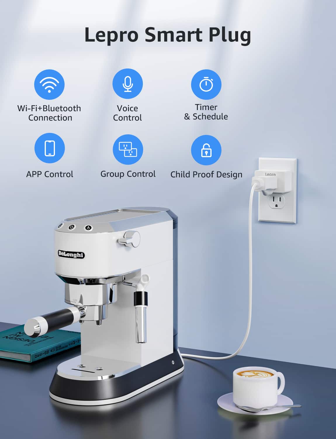 Lepro P1 Smart Mini Plug 15A 1800W, Timer/Gruop Control, Alexa