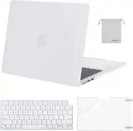 mosiso - Case for 2026-2022 MacBook Air 13 inch Case M5 A3449 M4 A3240 M3 A3113 M2 A2681, Shell&Keyboard Cover&Screen Film&Pouch - White