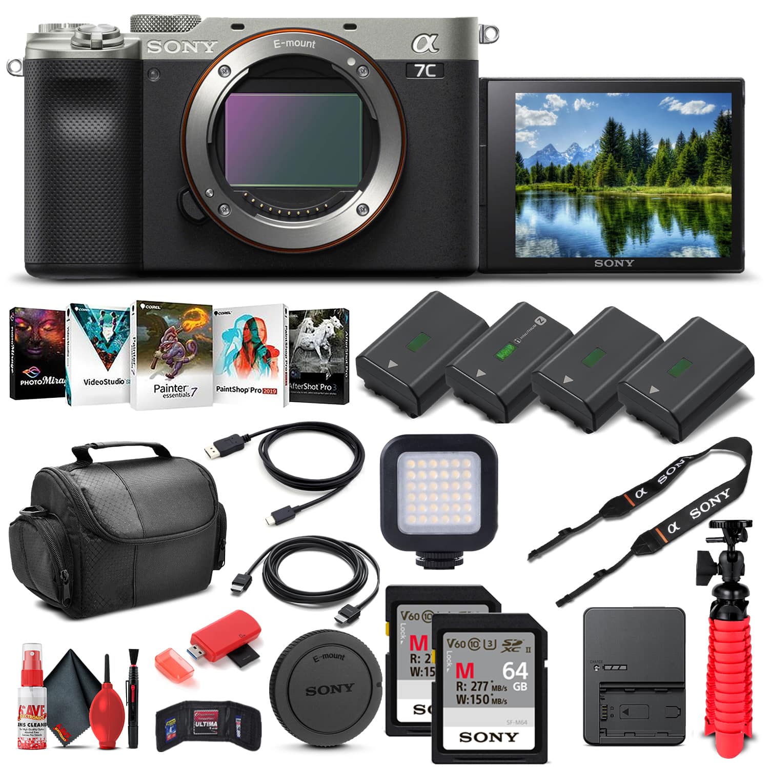 Sony - Alpha a7C Mirrorless Digital Camera (Body Only, Silver) (ILCE7C/S) - Pro Bundle