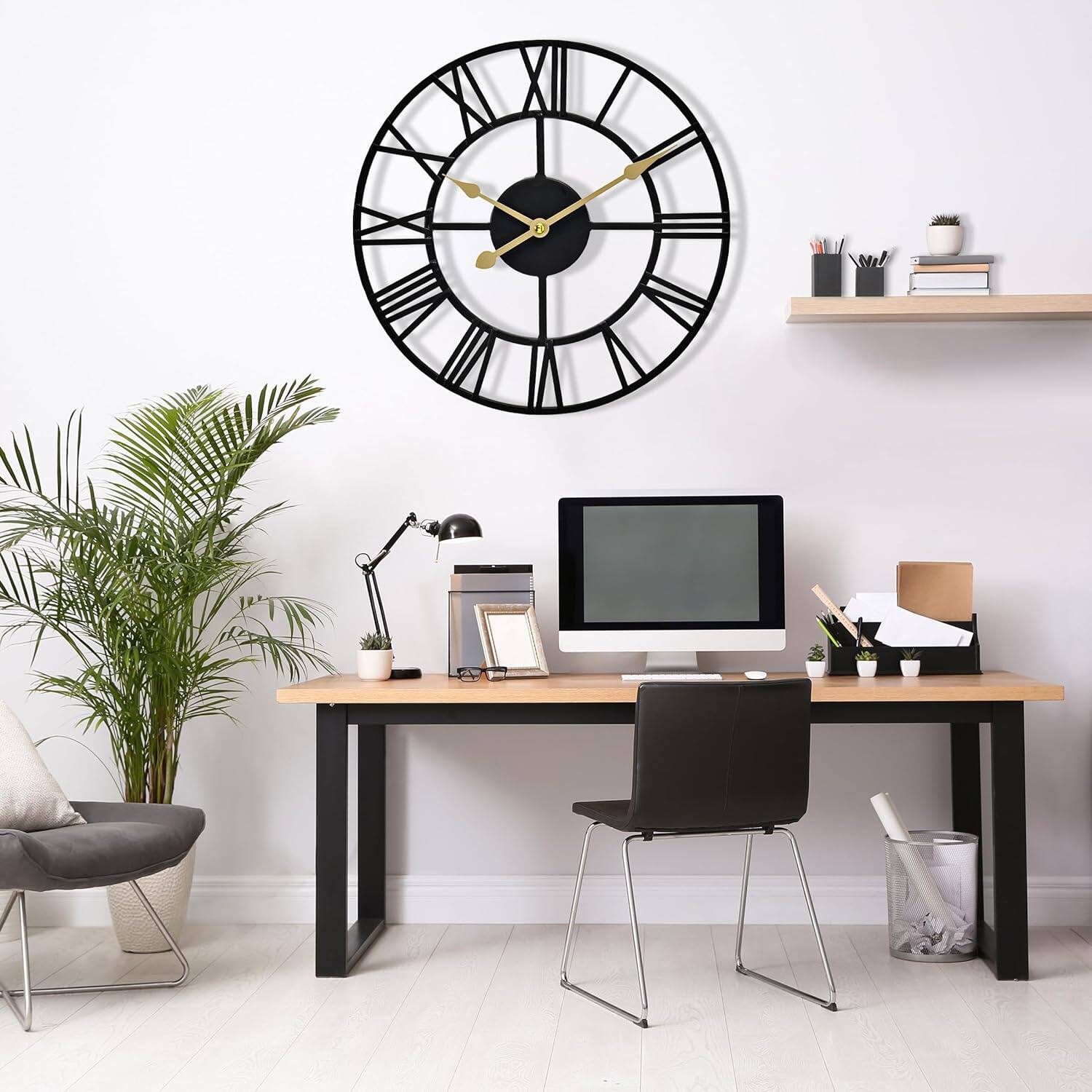 Alt View 4. Sorbus - Sorbus Large Wall Clock for Living Room Decor, Easy to Hang 24-Inch Big Wall Clock, Analog Decorative Wall Clock - Black.