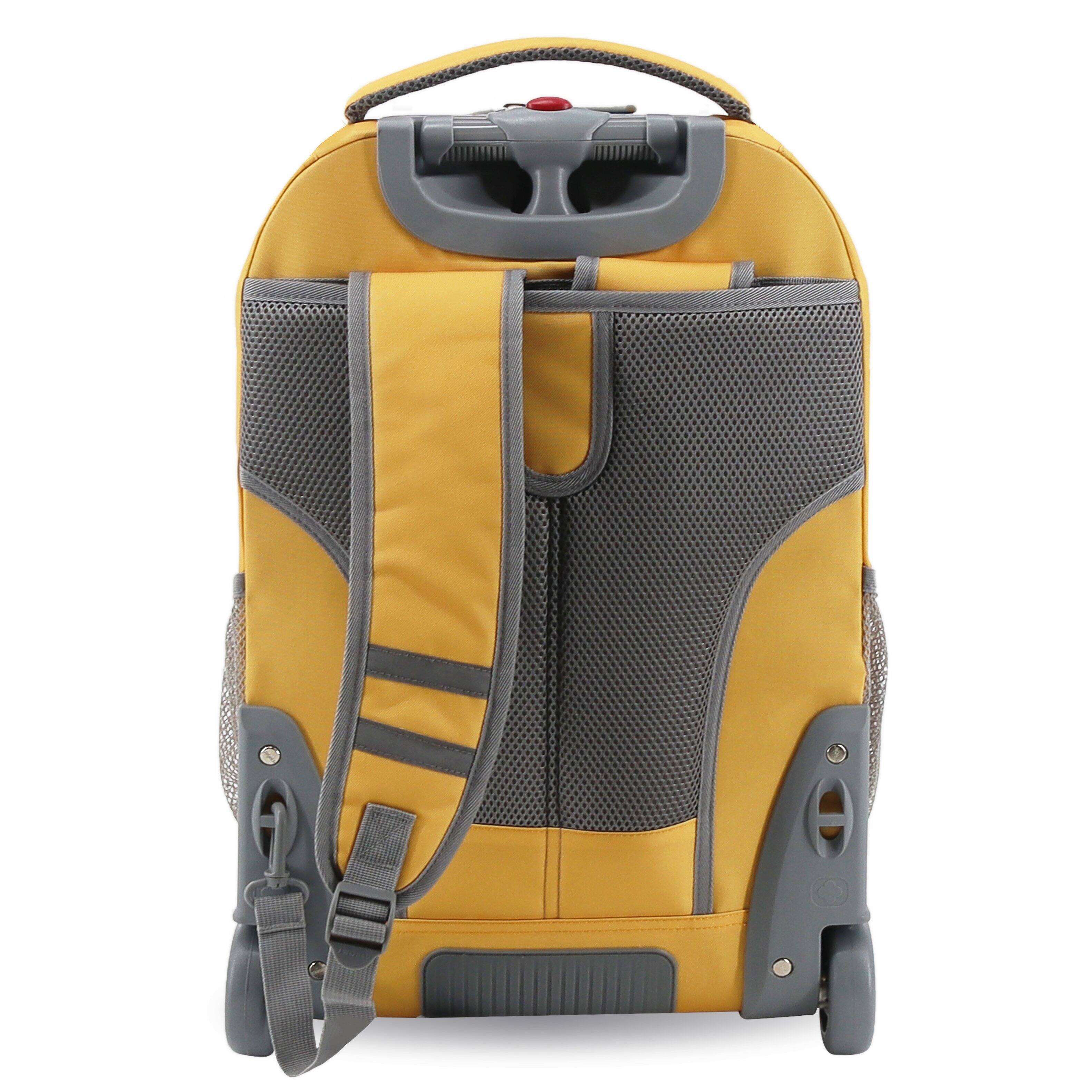 Back. J World - J World Unisex Sundance 20" Rolling Backpack With Laptop Sleeve For School And Travel, Kumquat - KUMQUAT.