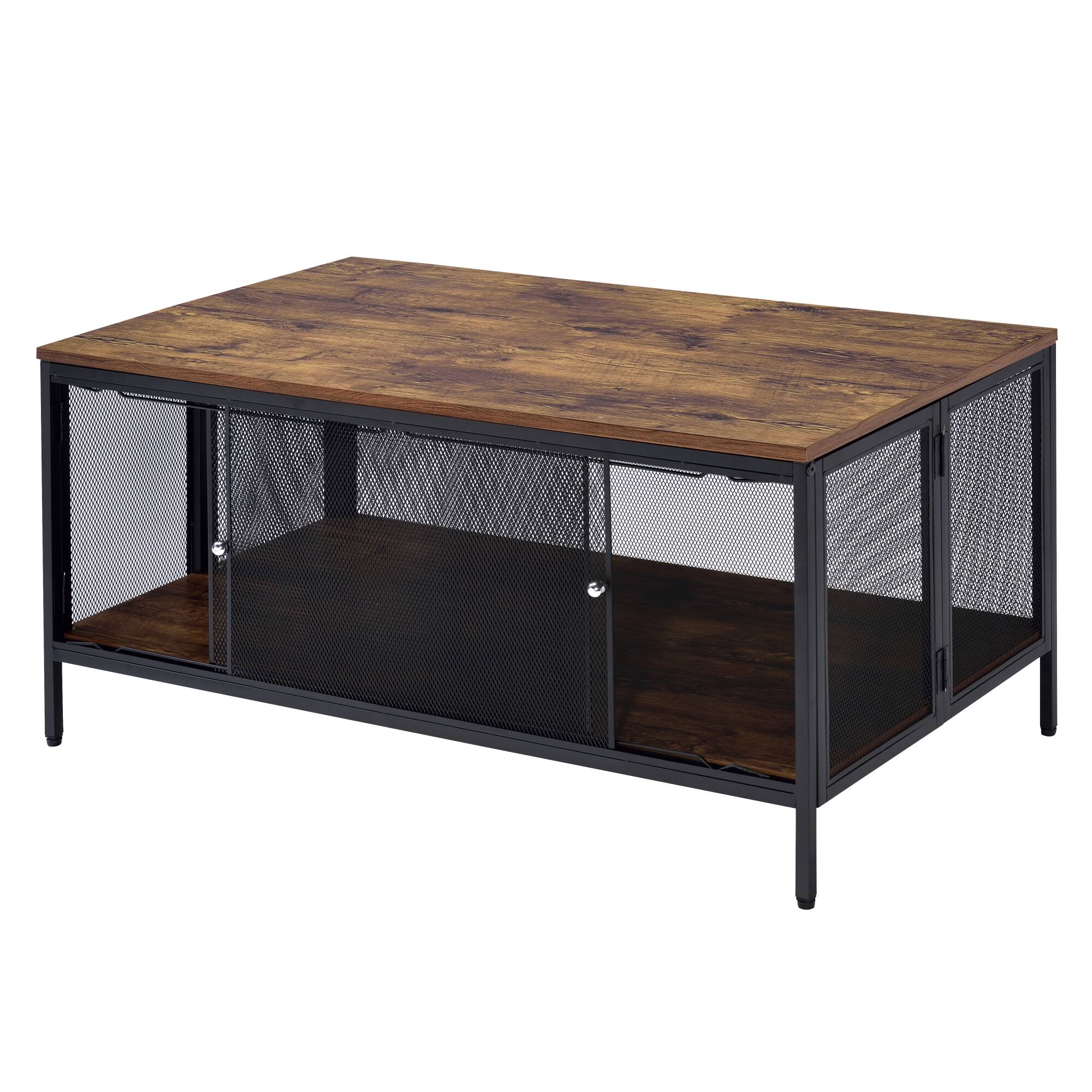 Alt View 1. GOODSILO - Antique Oak and Black Finish Foldable Coffee Table with Storage Compartment for Living Room Decor - Black+Oak.