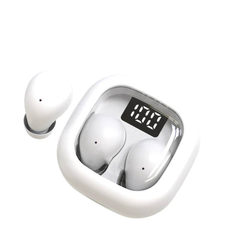 PRIMEPLUS - Mini Space Capsule Earbuds, Bluetooth 5.3, 25H Total Battery, LED Display, Comfortable Side-Sleeping Fit - White