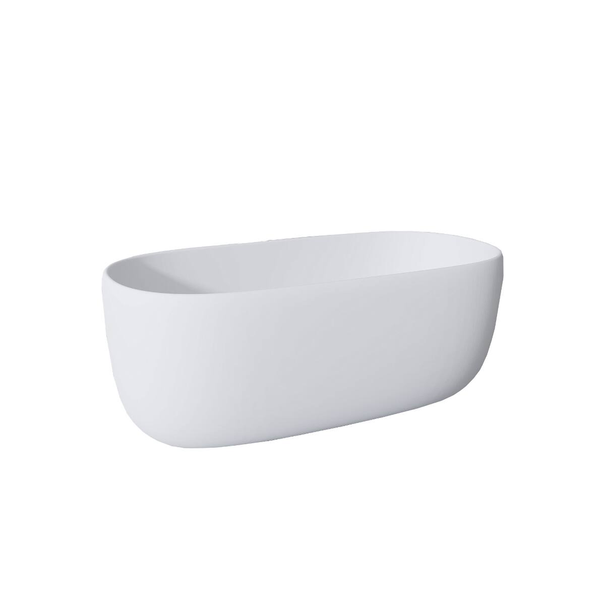 Alt View 9. Loheer - Loheer Freestanding Resin Stone Soaking Bathtub, Matte White Solid Surface Oval Tub with Center Drain, 51 Inch - Matte White.