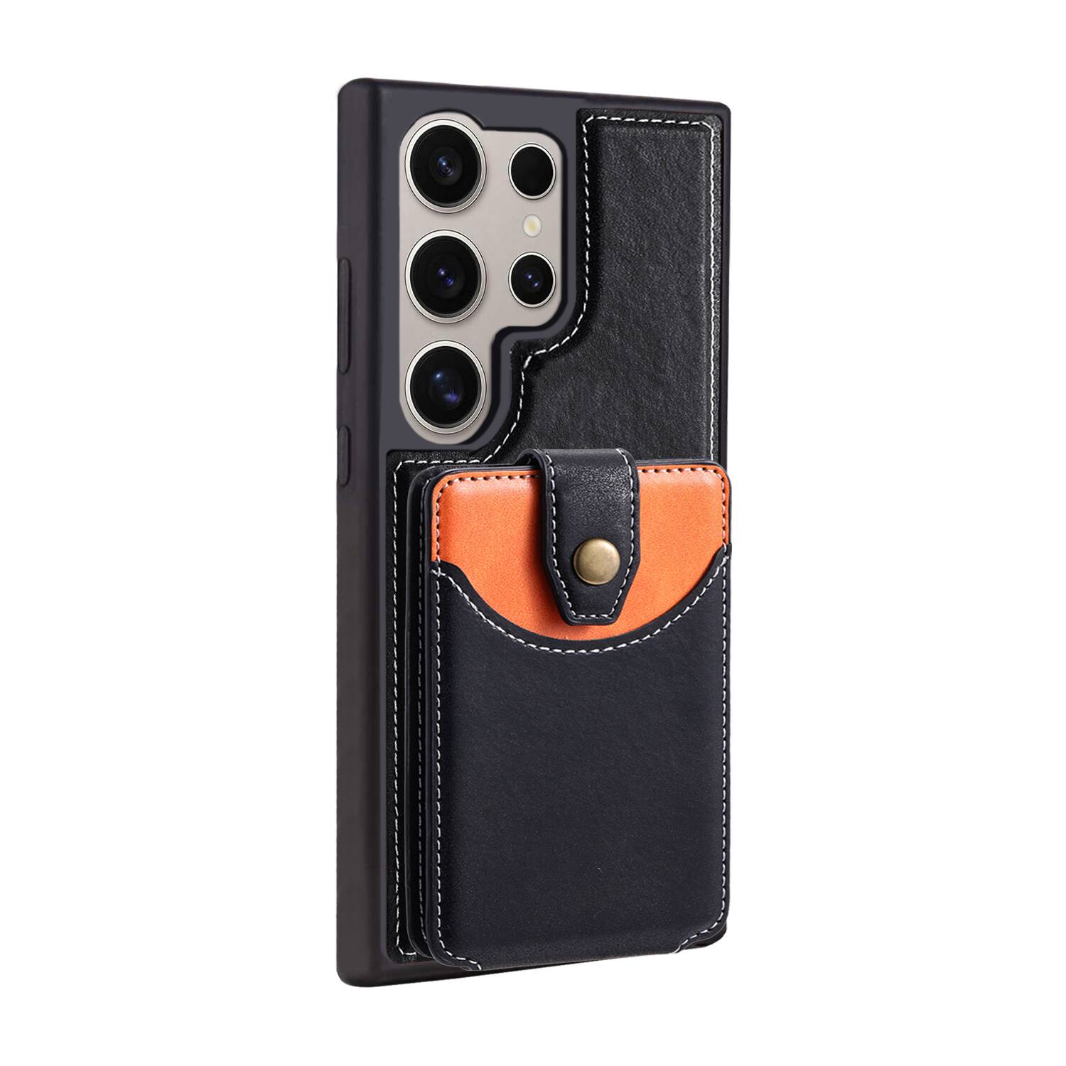 Alt View 2. Dteck - For Samsung Galaxy S25 Ultra Case,2-in-1 Magnetic Detachable PU Leather Wallet Flip Stand Card Holder TPU Inner Cover - Black.