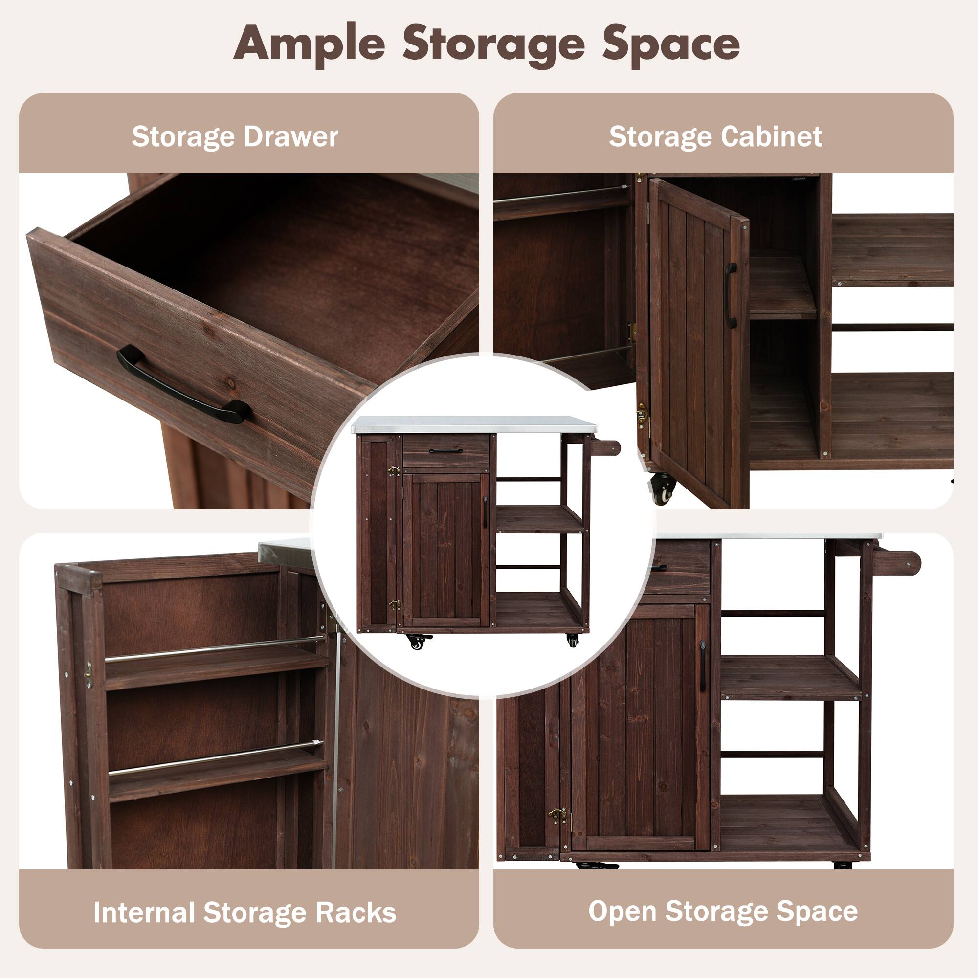 Ample Storage Space

- Storage Drawer
- Storage Cabinet
- Internal Storage Racks
- Open Storage Space