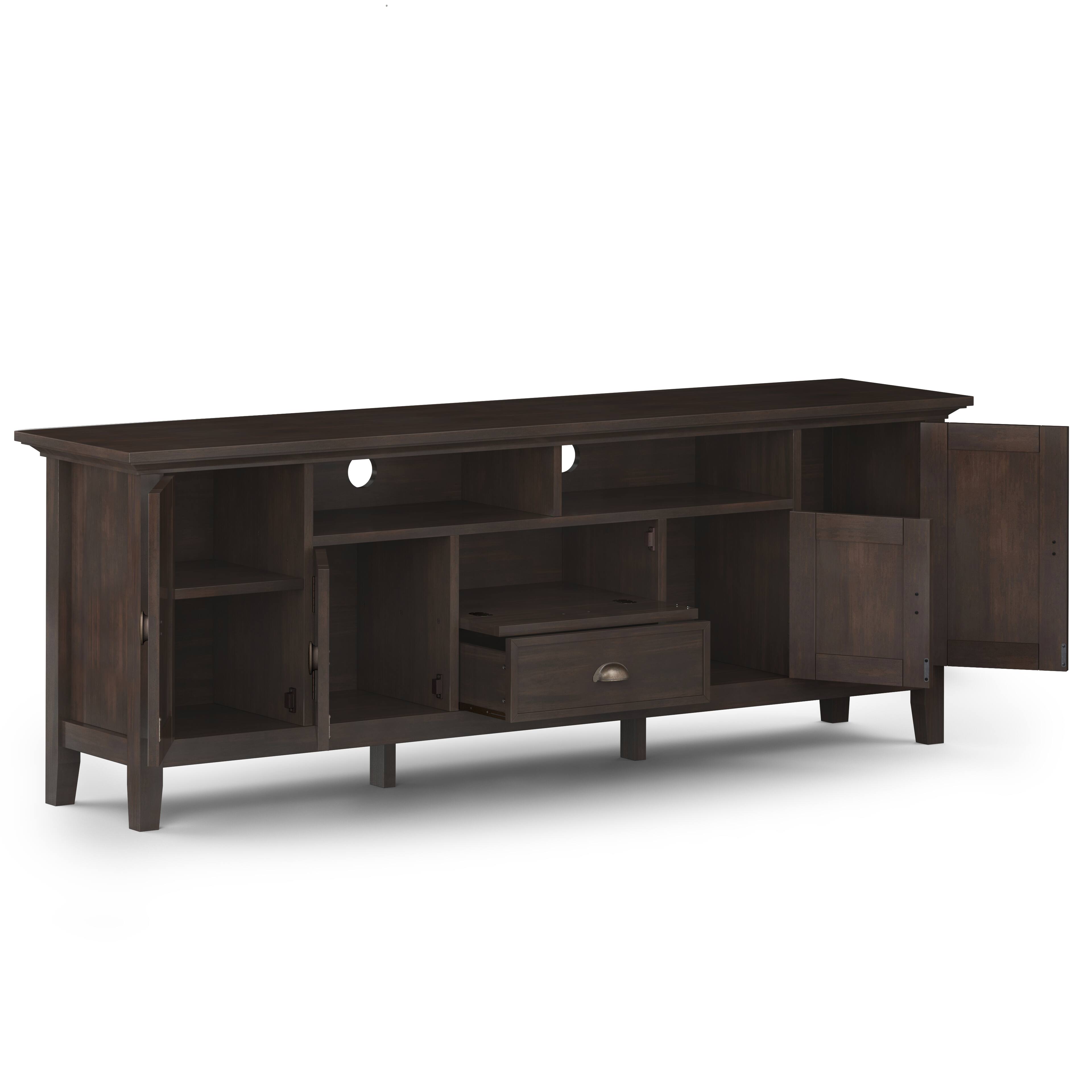Alt View 4. Simpli Home - Redmond SOLID WOOD 72 inch TV Media Stand in Brunette Brown For TVs up to 80 inches - Brunette Brown.