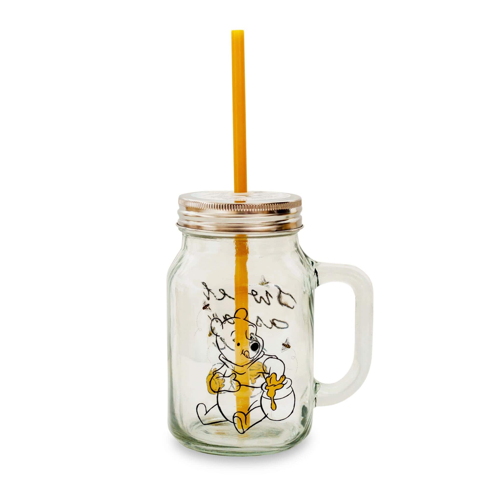 Disney - Winnie the Pooh Sweet as Can Bee 21 Ounce Glass Mason Jar With Lid and Straw - Yellow price history on PriceWatchPro