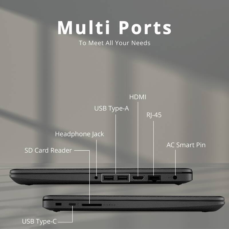 Multi Ports To Meet All Your Needs HDMI USB Type-A RJ-45 Headphone Jack SD Card Reader AC Smart Pin USB Type-C
