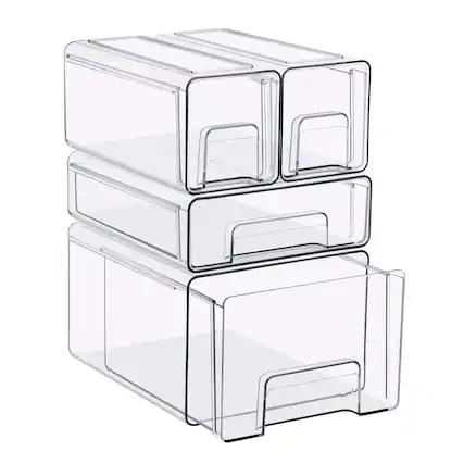 Front. Sorbus - Sorbus Clear Stackable Storage Drawers, 4-Piece Set – 1 Large, 1 Medium & 2 Small Pull-Out Plastic Organizer - Clear.
