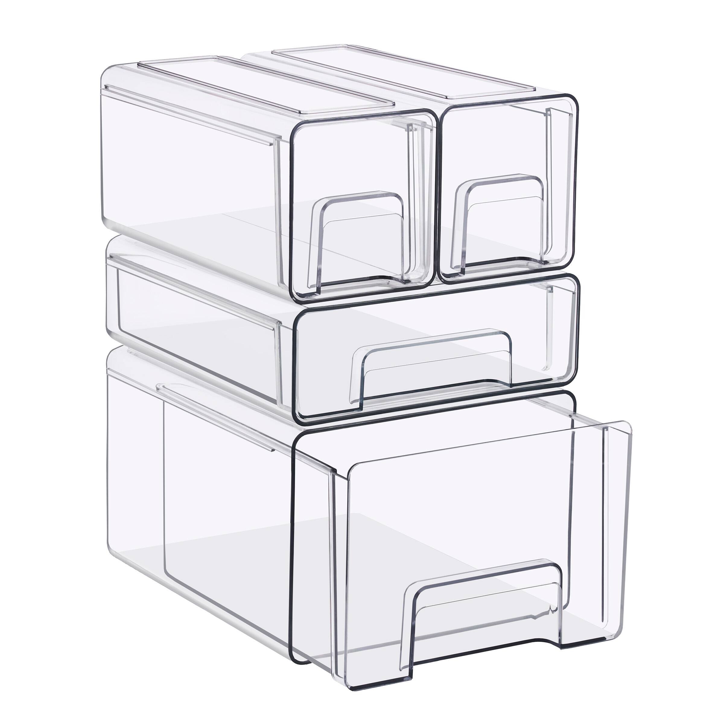 Front. Sorbus - Sorbus Clear Stackable Storage Drawers, 4-Piece Set – 1 Large, 1 Medium & 2 Small Pull-Out Plastic Organizer - Clear.