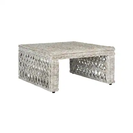 Front. Safavieh - SHILA WICKER COFFEE TABLE - White.