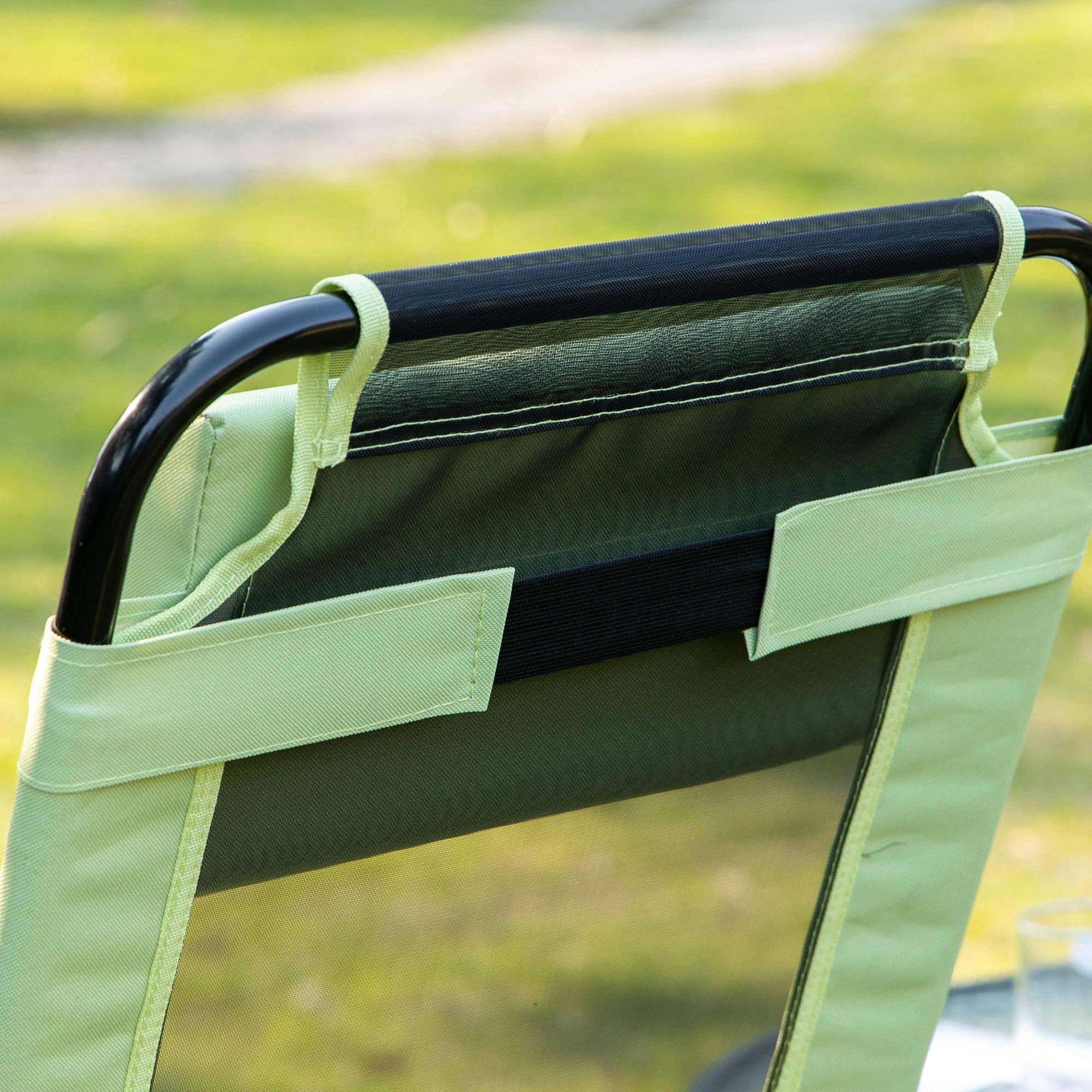Back. Resenkos - Resenkos Folding Patio Dining Chairs Set Of 2 - Black Outdoor Deck Chairs With Adjustable Sling Backs, Green - Green.