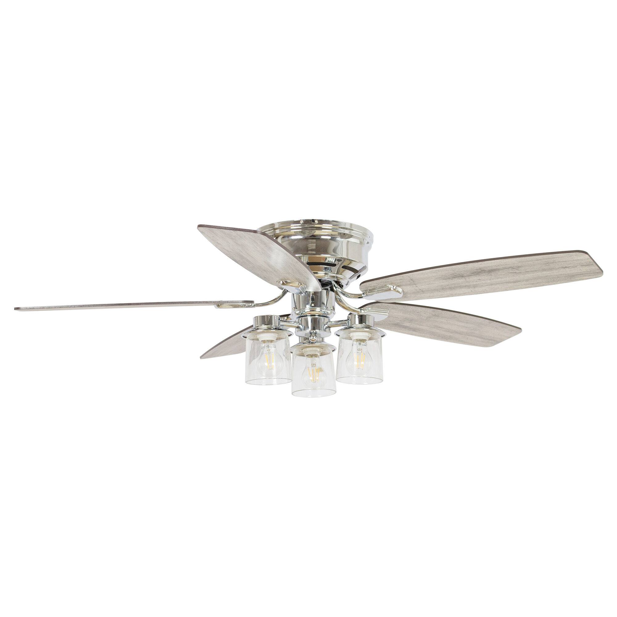 Alt View 5. Parrot Uncle - 52" Modern 5-Blade Ceiling Fan with Remote Control - chrome.