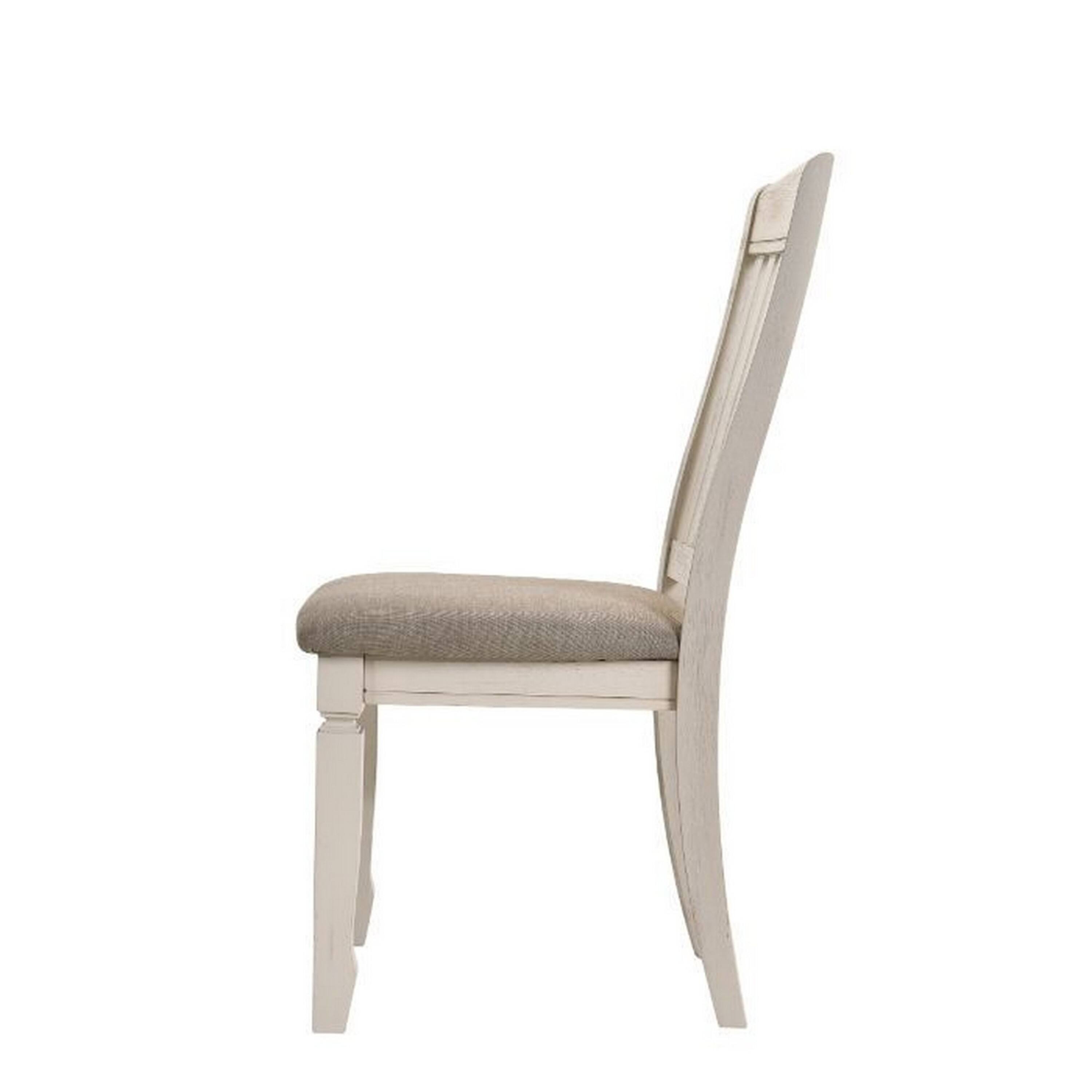 Alt View 2. Manhattan Lane - 18 Inch Dining Chair, Fabric Padded Seat, Slatted, Set of 2 - White.