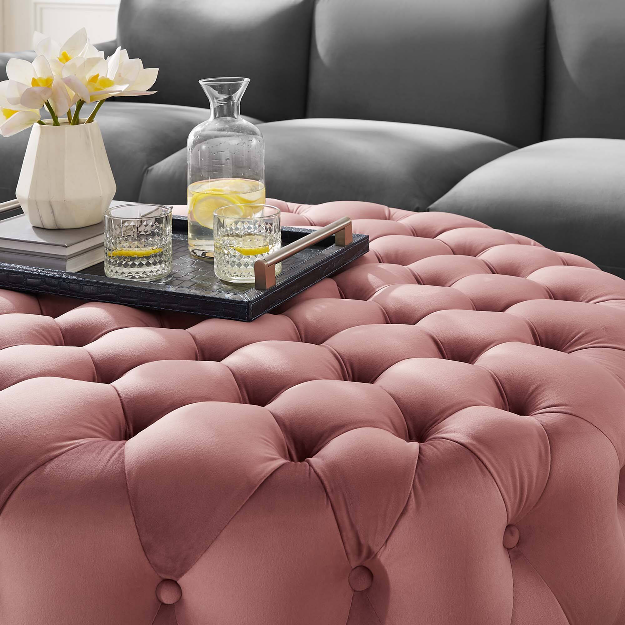Back. Modway - Amour Tufted Button Large Round Performance Velvet Ottoman by Modway - EEI-5469-DUS.