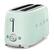 Angle. SMEG - SMEG TSF02 4-Slice Long Wide-Slot Toaster - Pastel Green.