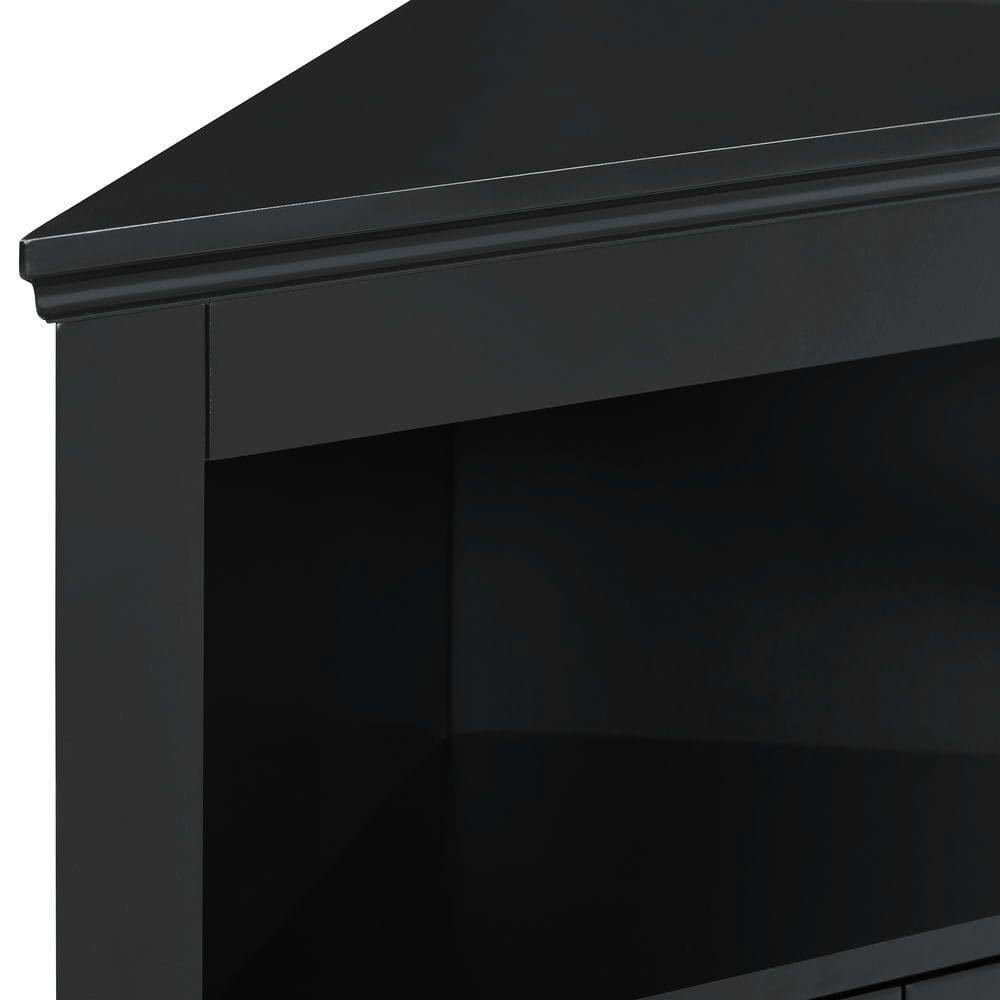 Alt View 1. Kadyn - Corner cabinet with Doors and Shelves, Free Standing Storage Cabinet for Kitchen, Living Room, Bathroom, Black - Black.