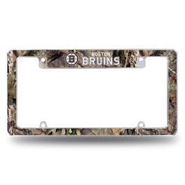 Rico Industries - Boston Bruins Chrome Metal License Plate Frame with Mossy Oak Camouflaged Camo Design - Multi