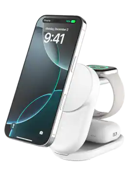 Belkin - 25W UltraCharge 3-in-1 Foldable Magnetic Charger White