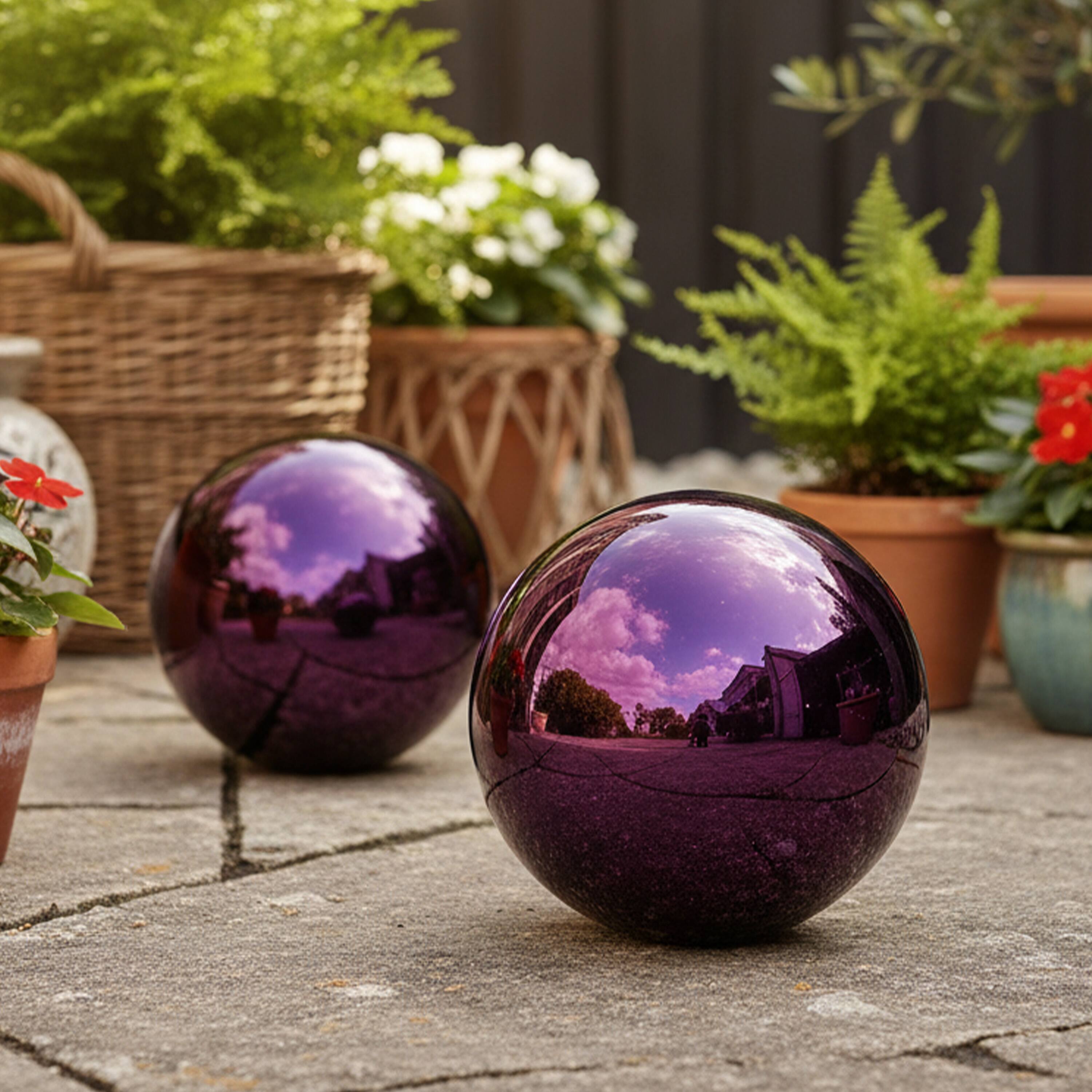 Alt View 9. Sunnydaze - Mirrored Surface Gazing Ball Globe - 10 in - Merlot.
