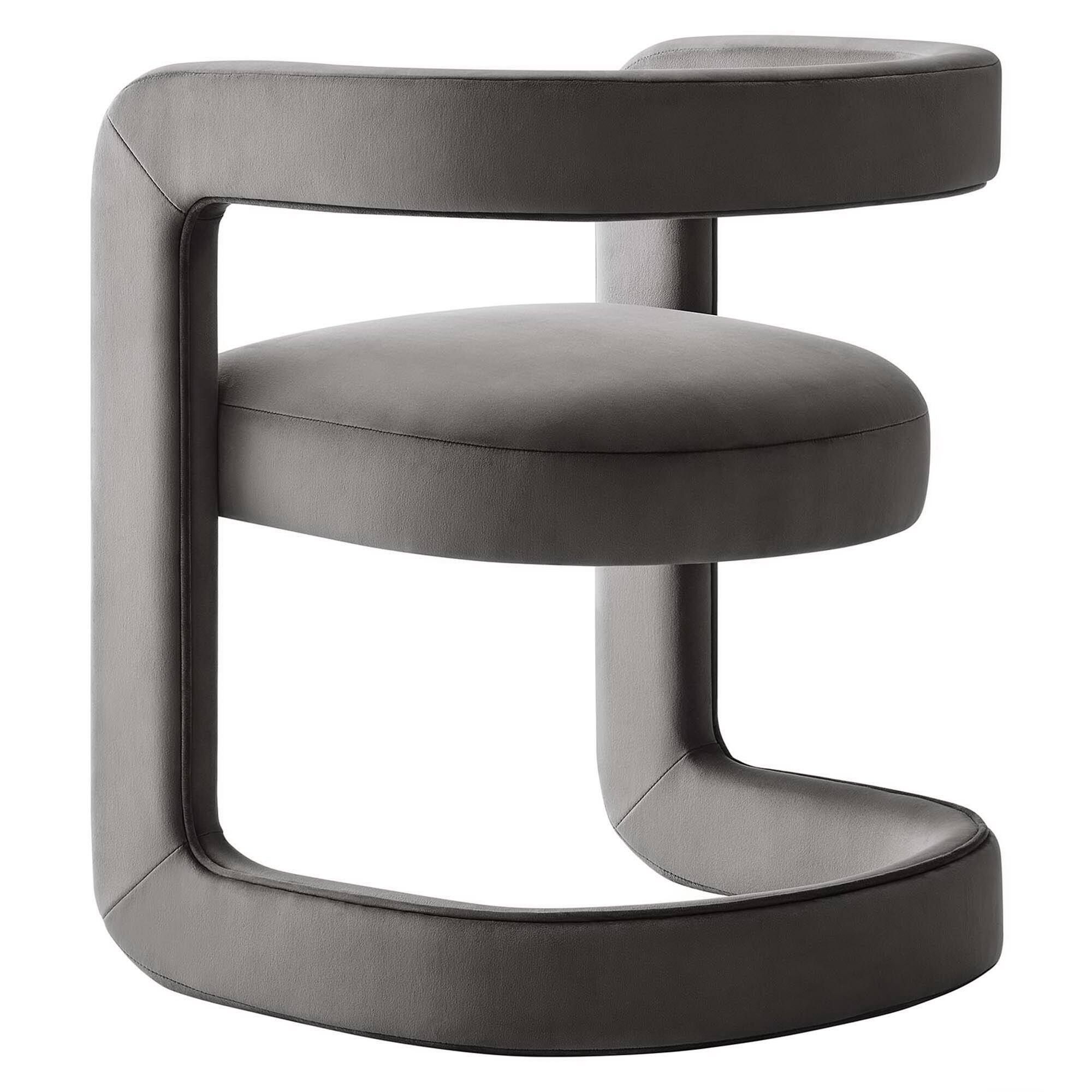 Alt View 4. Modway - Winslow Performance Velvet Barrel Accent Chair by Modway - Storm Gray.