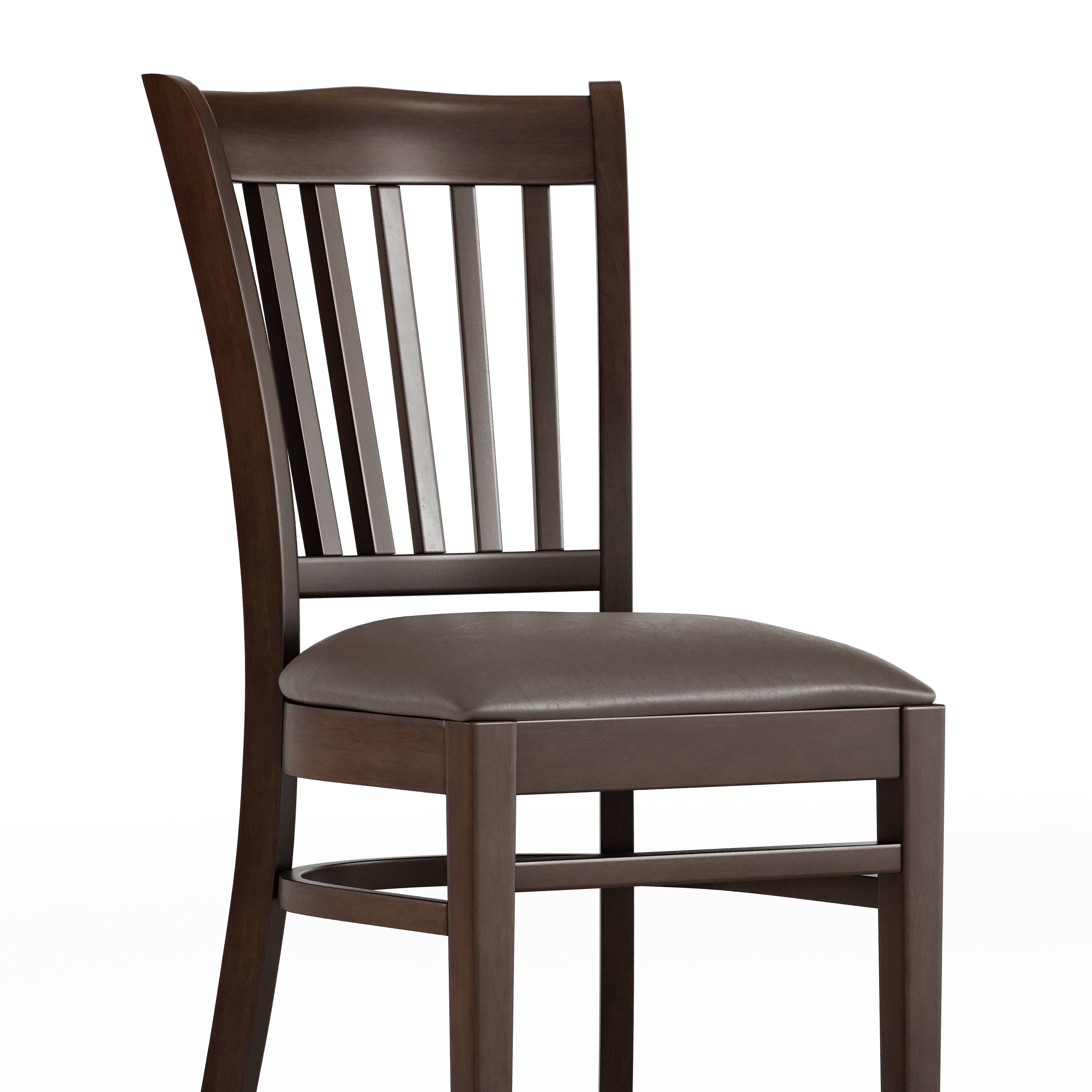 Alt View 10. Emma + Oliver - Vertical Slat Back Wooden Restaurant Dining Chair - Mocha Vinyl Seat/Walnut Wood Frame.