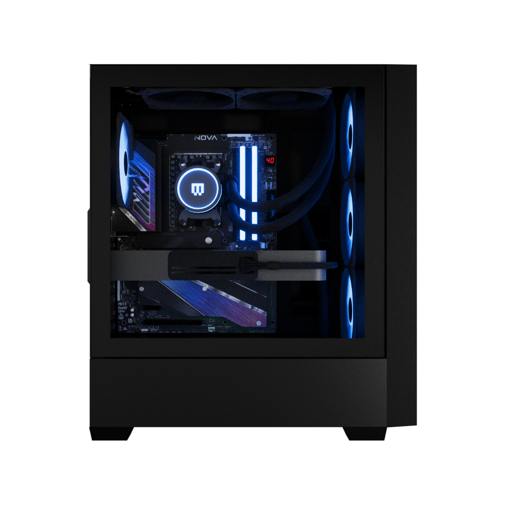 Alt View 1. MAINGEAR - MG-1 Ultimate Gaming Desktop - NVIDIA GeForce RTX 5090 - AMD Ryzen 7 9950X3D - 64GB DDR5 - 4TB NVMe SSD - WiFi 7 - RGB - Black.