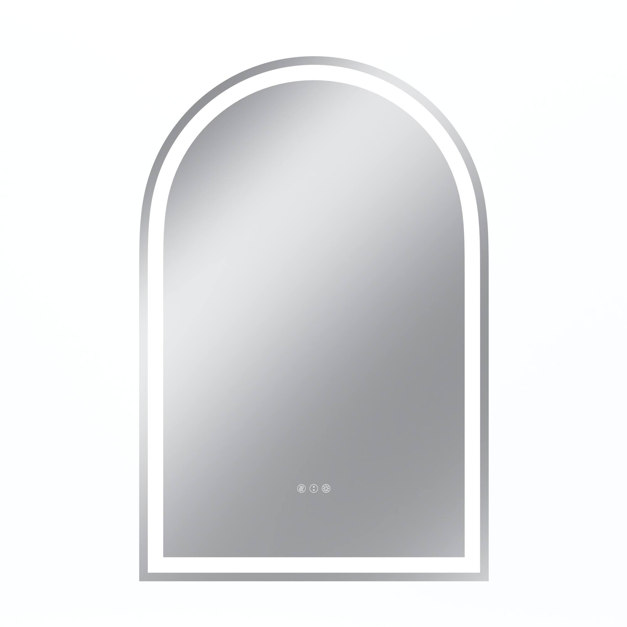 Boyel Living - 32 x 48 in Rectangle Aluminum Frame Arched Mirror with Front Light and Anti-Distortion Glass