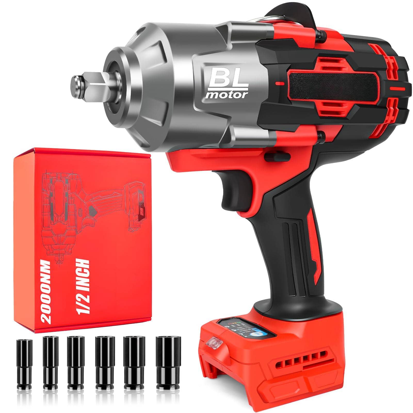 JETRANSPORT - Cordless Impact Wrench 1/2" For Dewalt 20v 1700ft-lbs(2300n.m) High Torque Brushless Electric With 4 - For Milwaukee 18v Battery 1/2in 2000NM