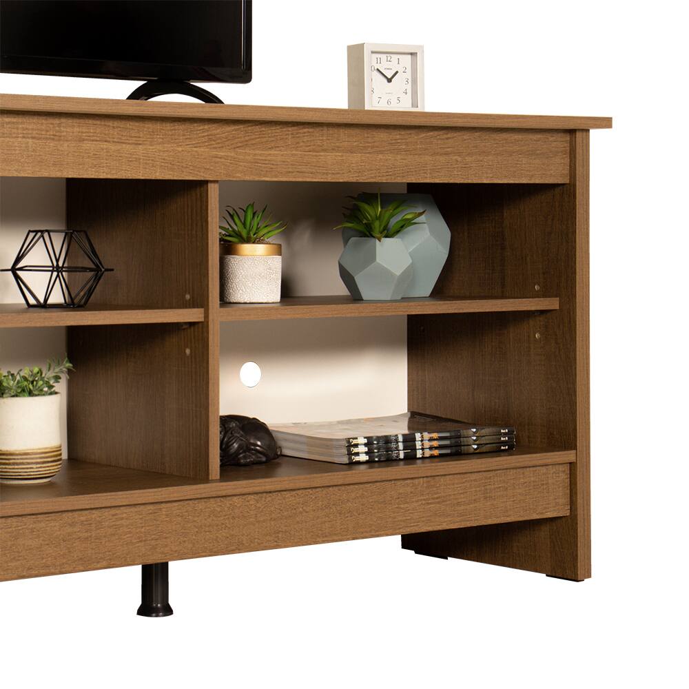 Alt View 1. Madesa - Madesa TV Stand Entertainment Center with 6 Open Shelves and Cable Management 70"L - Rustic - Rustic.
