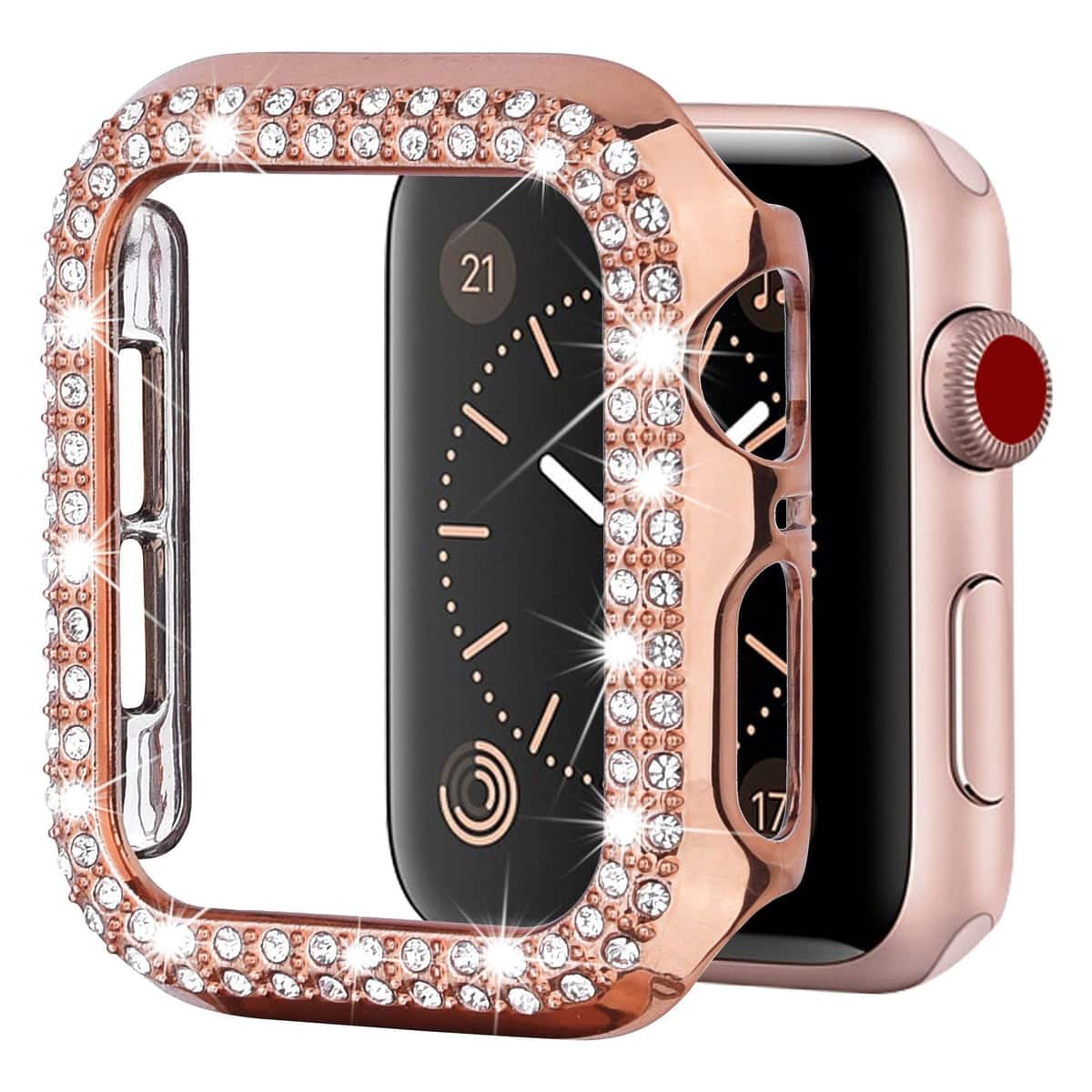 Entronix - Diamond Case for Apple Watch Series Ultra 49mm - Built-In Screen Protector - Rose