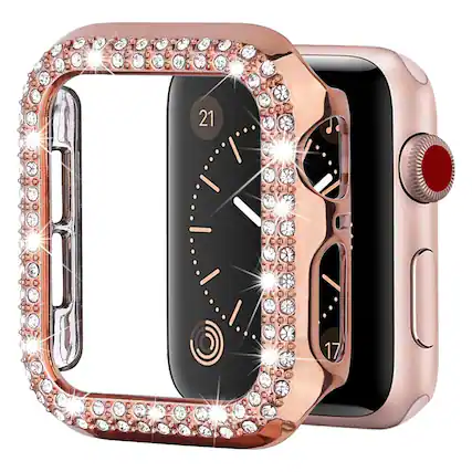 Front. Entronix - Entronix Diamond Case for Apple Watch Series 9/8/7, 41mm - Built-In Screen Protector - Rose.