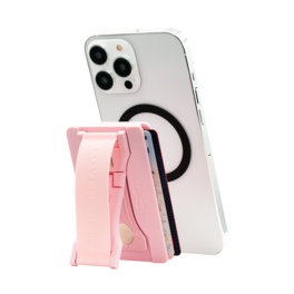 LoveHandle - Phone Wallet with Kickstand and Adapter Ring for MagSafe, Wireless Charging Compatible, Wallet MagSafe Compatible - Light Pink