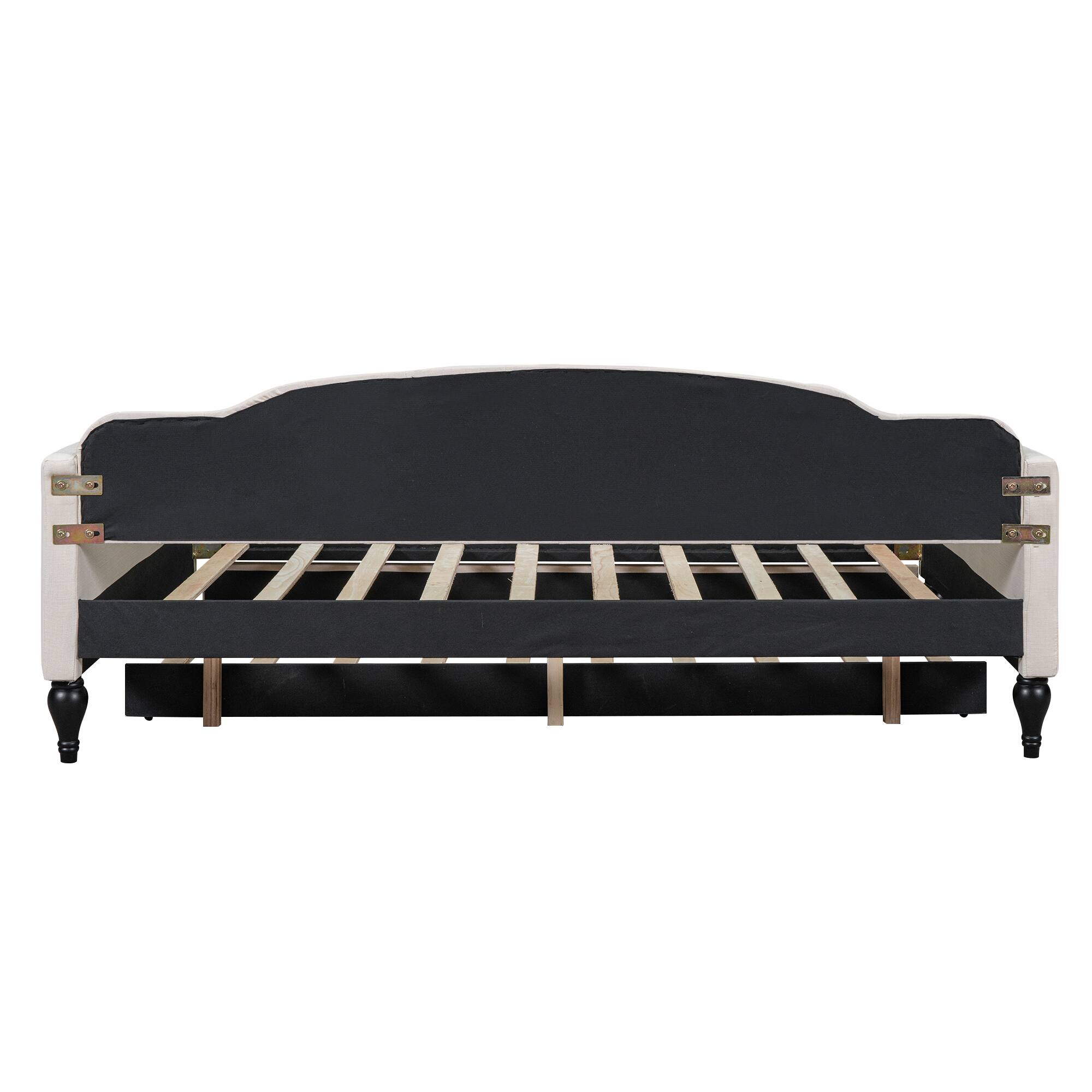 Alt View 8. Tiramisubest - Full Size Upholstered Tufted Daybed with Twin Size Trundle, Beige - Beige.