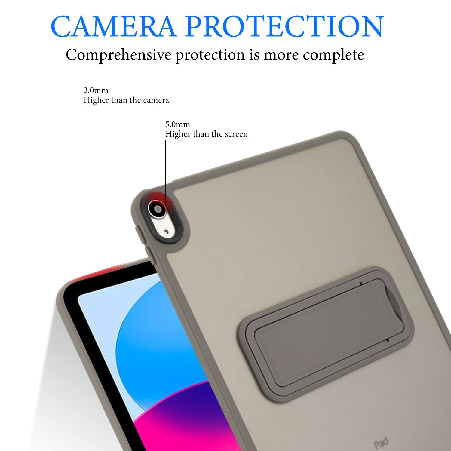CAMERA PROTECTION  
Comprehensive protection is more complete  

2.0mm  
Higher than the camera  

5.0mm  
Higher than the screen