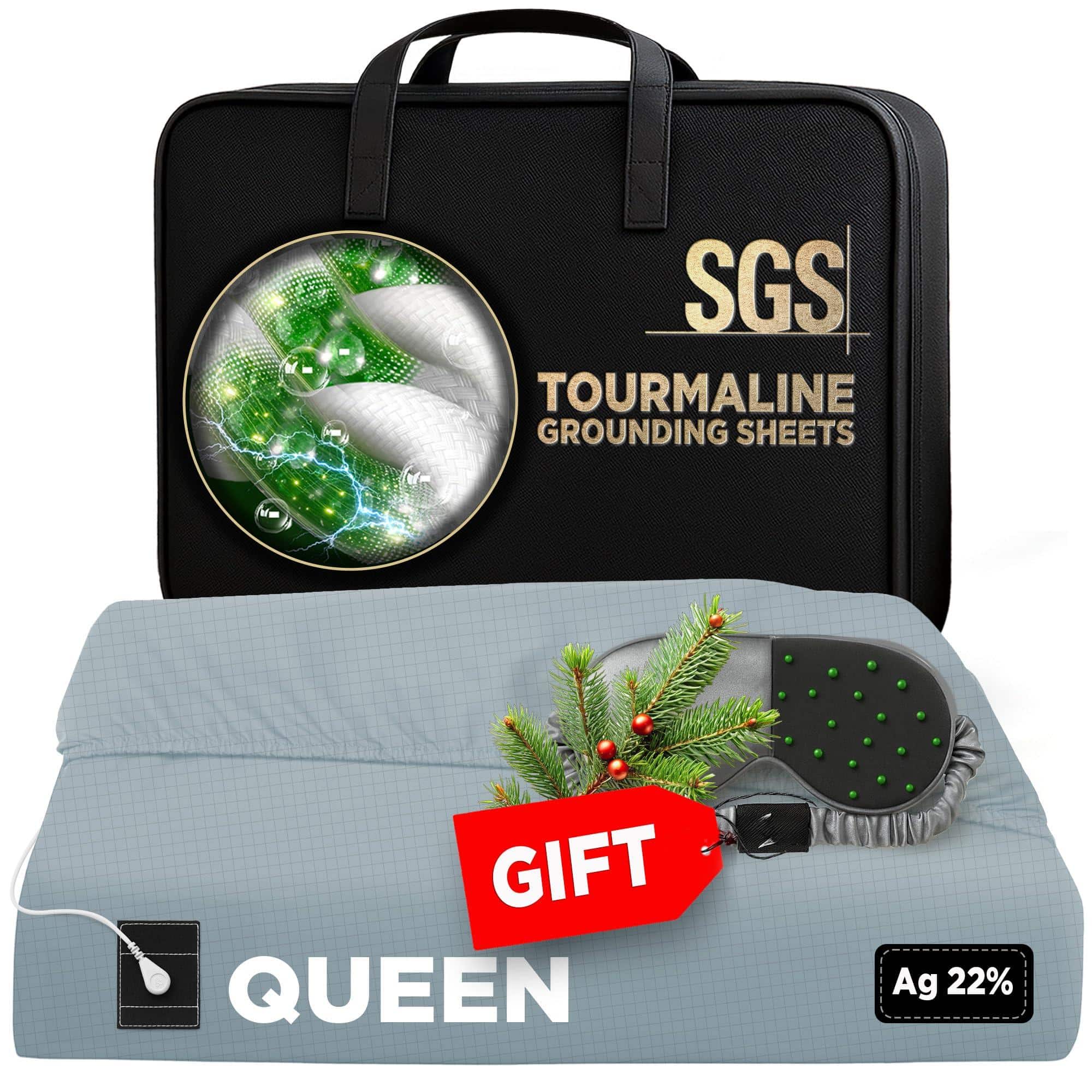 MAGICAL RUBS - Luxury Tourmaline Grounding Sheets Queen 20% Fiber 76% Cotton 4% Silk Sgs Quality Certified Grounded Well Bed Sheet - Cloud Grey Queen