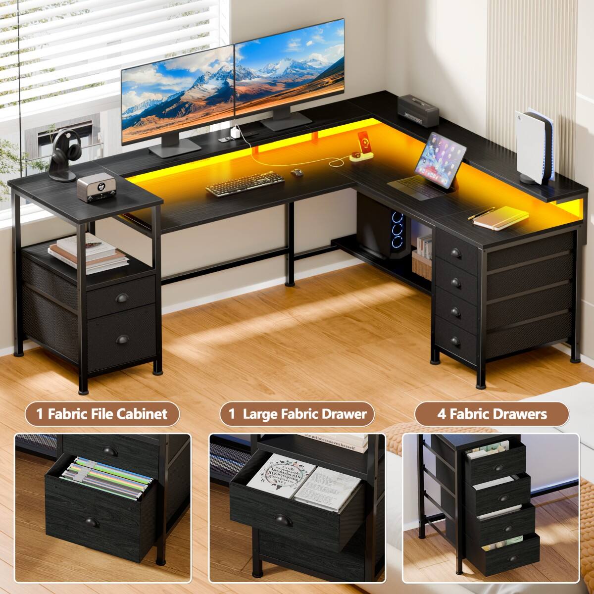 GOOD

1 Fabric File Cabinet
1 Large Fabric Drawer
4 Fabric Drawers