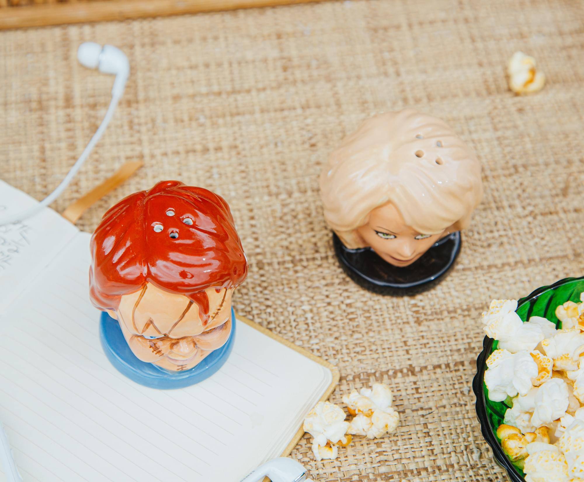 Alt View 3. Silver Buffalo - Child's Play Chucky and Tiffany Ceramic Salt and Pepper Shaker Set - Beige.